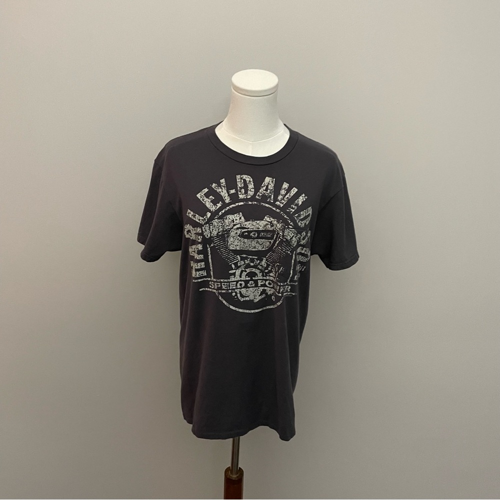 Harley Davidson Shirt Tee Myrtle Beach South Carolina Engine Graphic Grey